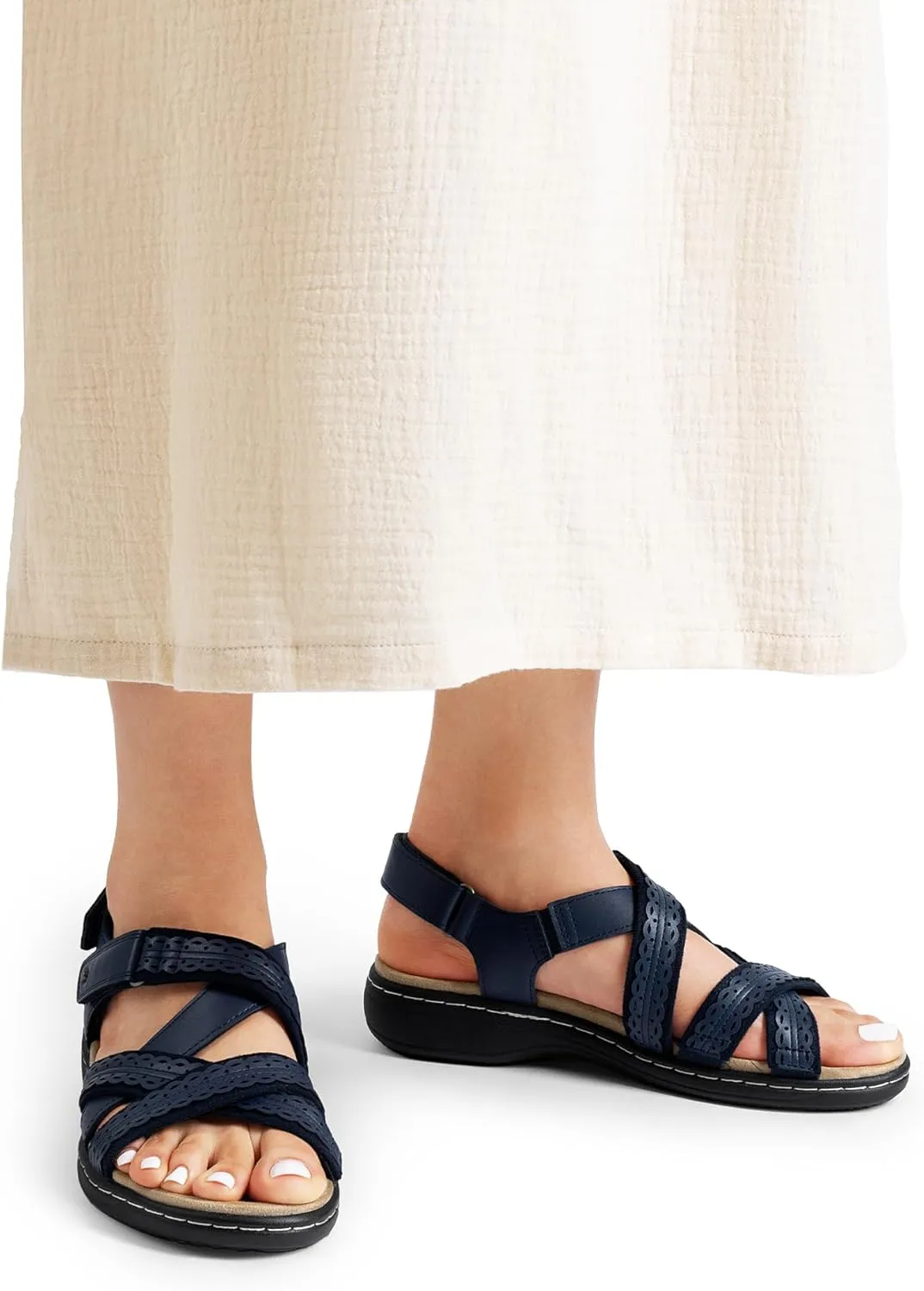 DREAM PAIRS Women's Arch Support Sandals Comfortable Open Toe Dress Flats Walking Sandals for Summer