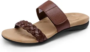 DREAM PAIRS Women's Arch Support Slides Flat Sandals Soft Cushion Slippers With Adjustable Straps