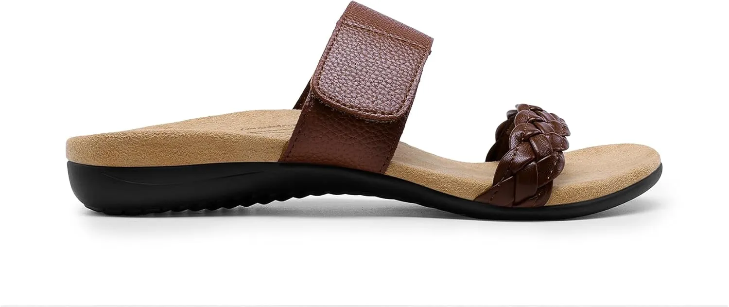 DREAM PAIRS Women's Arch Support Slides Flat Sandals Soft Cushion Slippers With Adjustable Straps