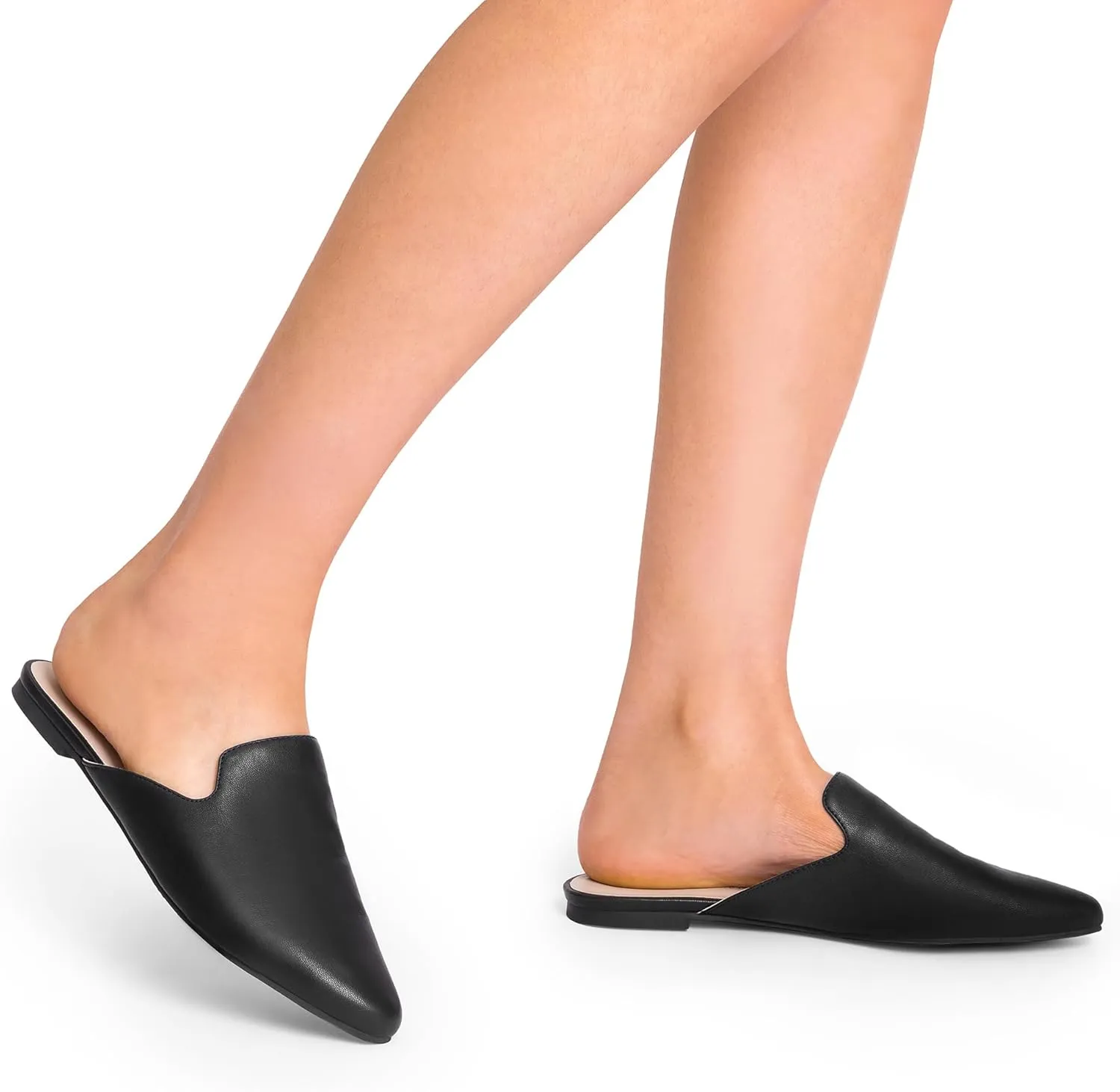 DREAM PAIRS Women's Flat Mules Pointed Toe Backless Loafer Shoes