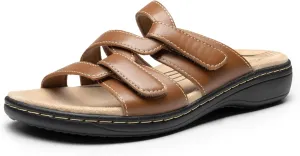 DREAM PAIRS Womens Slides Arch Support Slip on Flat Sandals Comfort Plantar Fasciitis Soft Cushion Slippers With Adjustable Straps