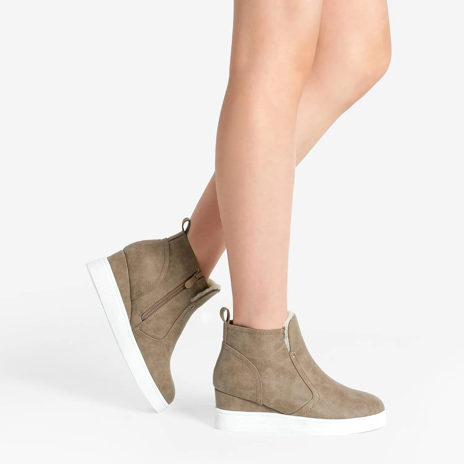 DREAM PAIRS Women’s Slip on High Top Wedge Sneakers Hidden Heel Platform Wedgie Ankle Booties