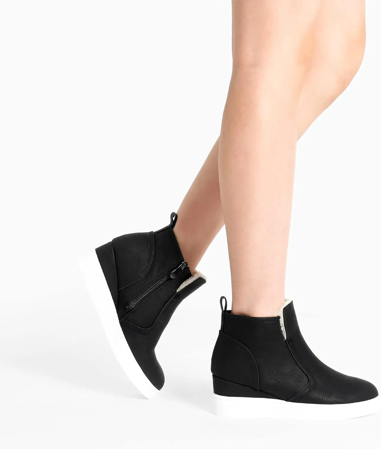 DREAM PAIRS Women’s Slip on High Top Wedge Sneakers Hidden Heel Platform Wedgie Ankle Booties