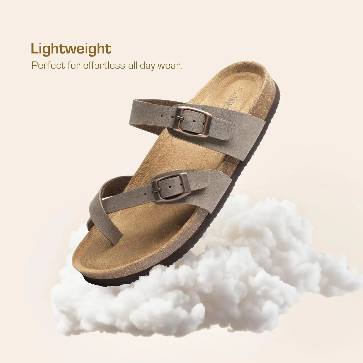 DREAM PAIRS Women's Thong Slide Sandals with Cork Footbed Open Toe Adjustable Slip On Slippers Comfort Flat Sandals for Summer
