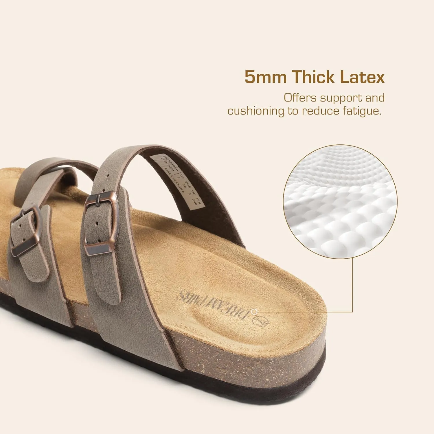 DREAM PAIRS Women's Thong Slide Sandals with Cork Footbed Open Toe Adjustable Slip On Slippers Comfort Flat Sandals for Summer