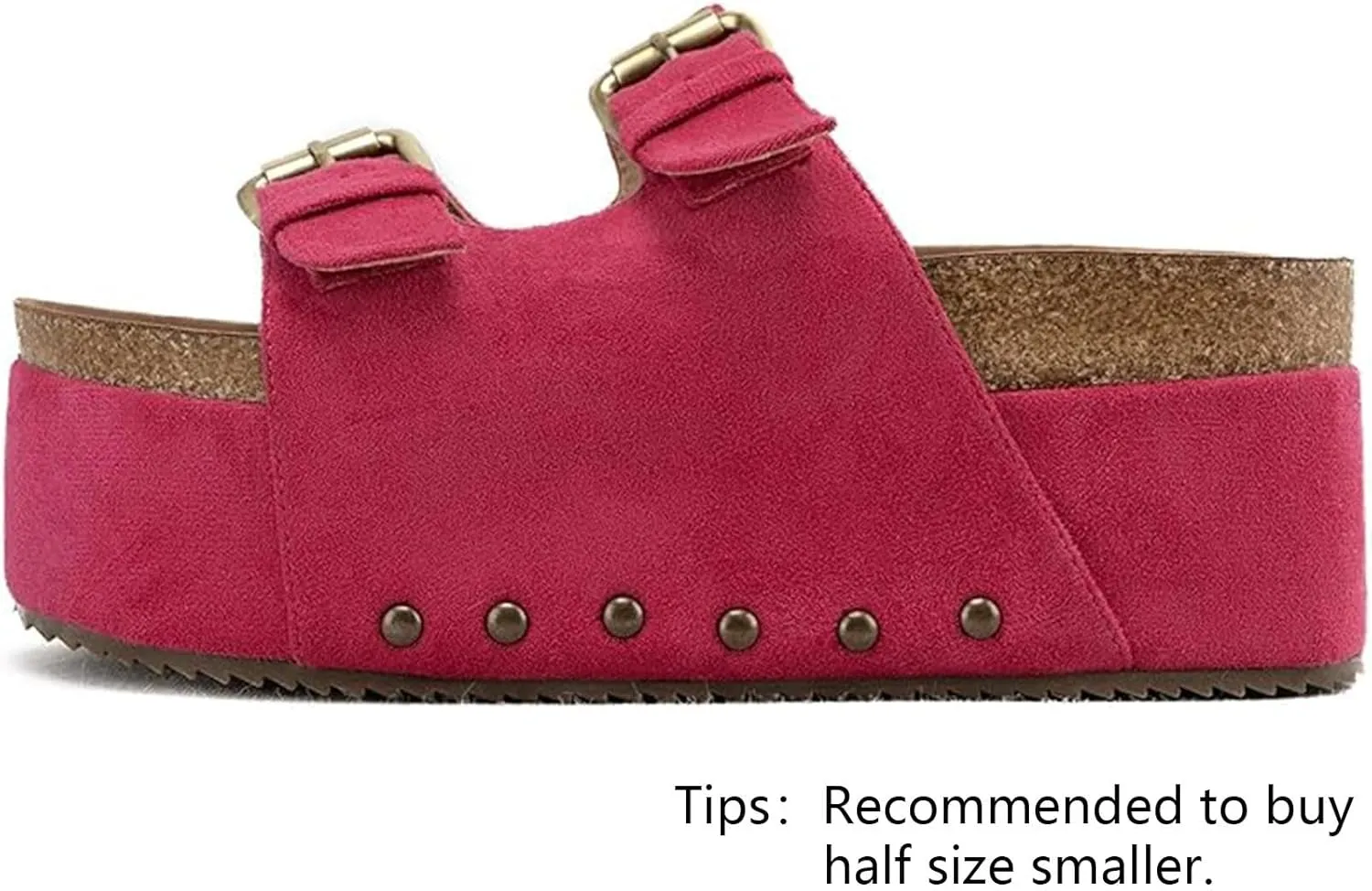 DREAMCIA Women Platform Sandals Slip On Women's Comfort Chunky Platform Slides Flat Double Duckle Casual