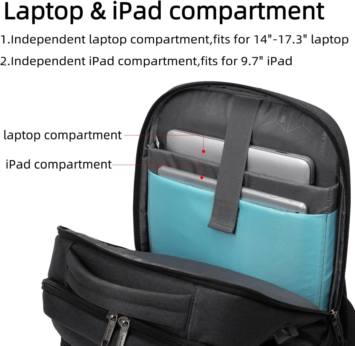 DUSLANG 17 Inch Laptop Backpack for Travel Water Resistant College Backpack for Men/Women Laptop Bag with USB Charging Port and TSA lock,Black