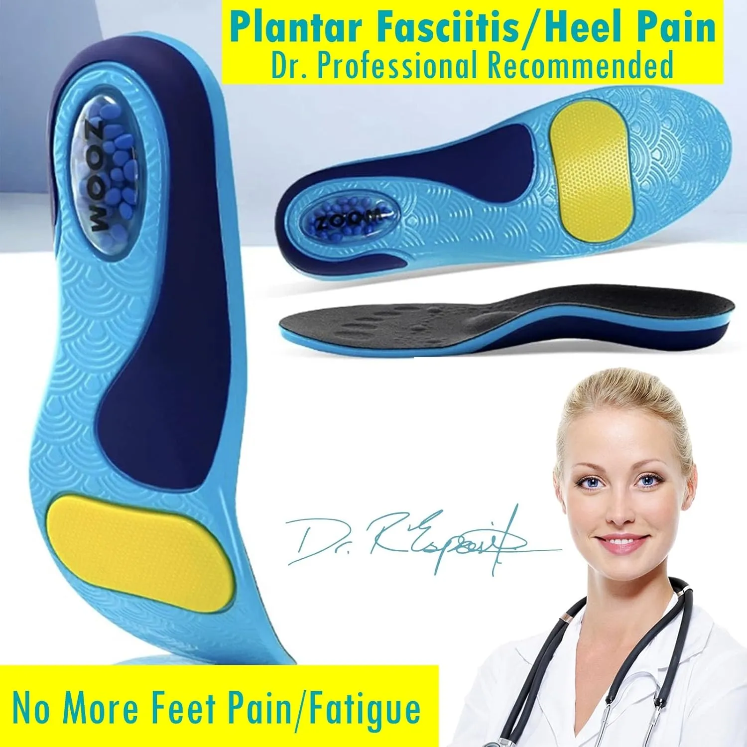 DynaZoom™ Arch Support Insoles Plantar Fasciitis Insoles Orthotic Gel Insoles Women Men Heel Pain Metatarsalgia Shoe Insert Shock Protect Overpronation Flat feet Insole Orthopedic Inner Sole