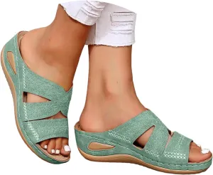 Eduavar Sandals for Women Summer Wedge Orthopedic Shoes with Arch Support Lightweight Wedge Platform Comfortable Slippers