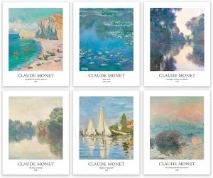 EVOLE HOME Claude Monet Giclée Art Print Set - 6 Unframed 11x14 Inch Impression posters on Premium Matte Art Paper