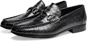 Fashion Men's Leather Penny Loafer, Premium Crocodile Printed Slip on Dress Shoes Causal Party Wedding Loafer Shoes