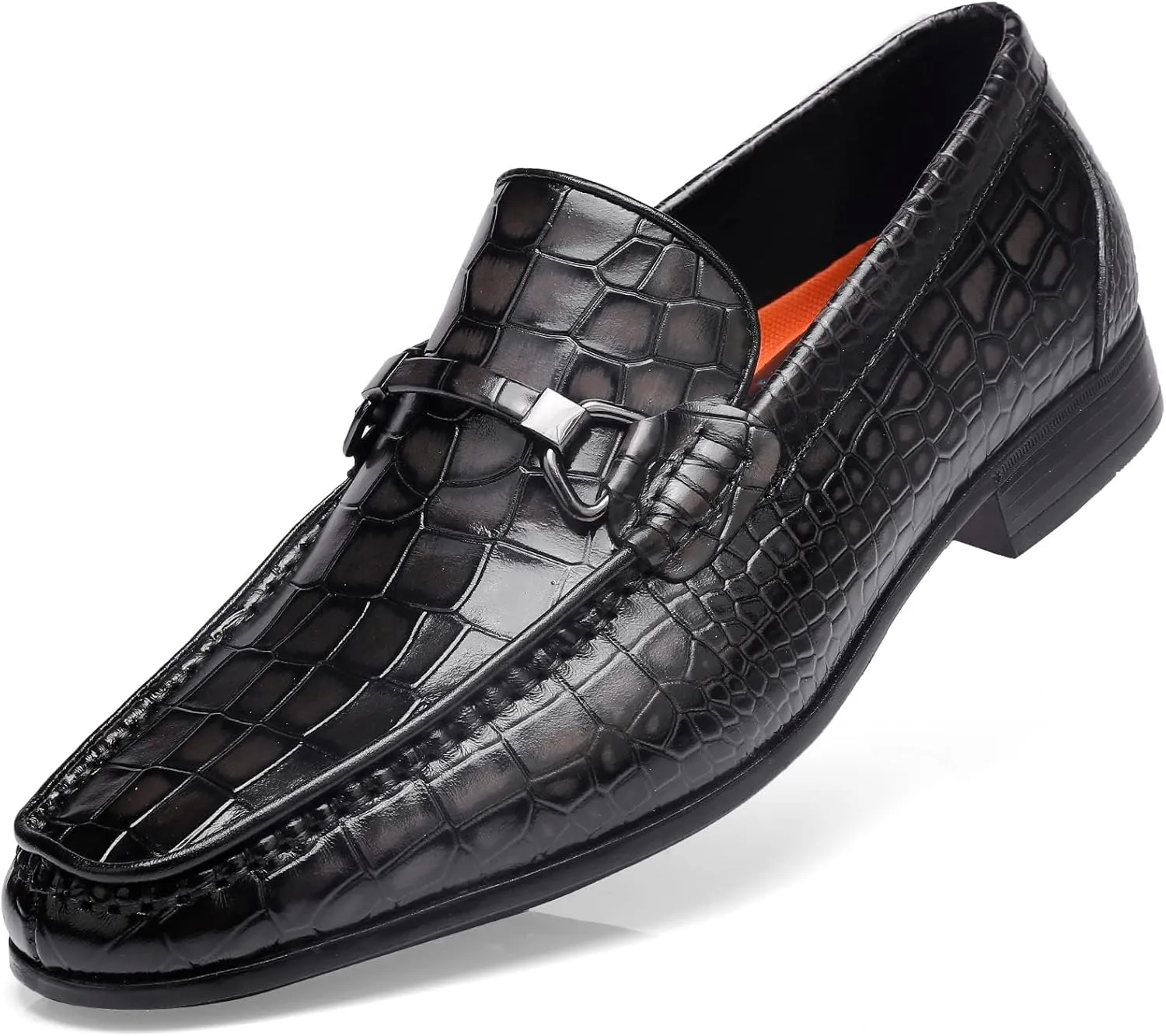 Fashion Men's Leather Penny Loafer, Premium Crocodile Printed Slip on Dress Shoes Causal Party Wedding Loafer Shoes