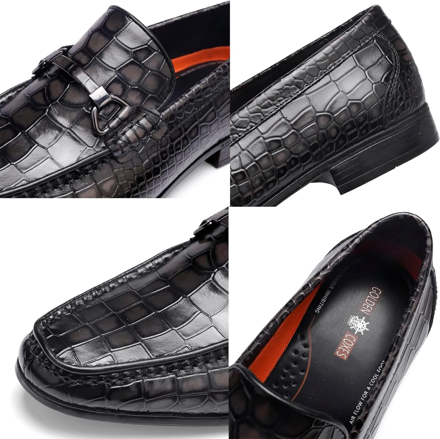 Fashion Men's Leather Penny Loafer, Premium Crocodile Printed Slip on Dress Shoes Causal Party Wedding Loafer Shoes