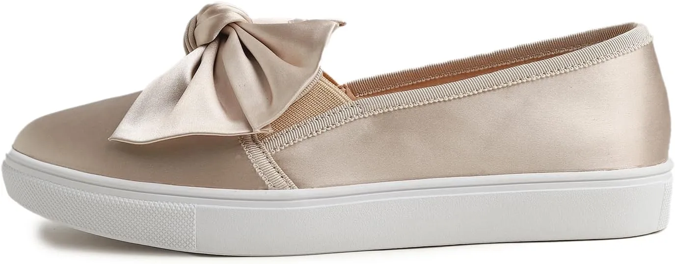 FEVERSOLE Women's Casual Slip On Sneaker Fashion Bow Tie Loafer Flats