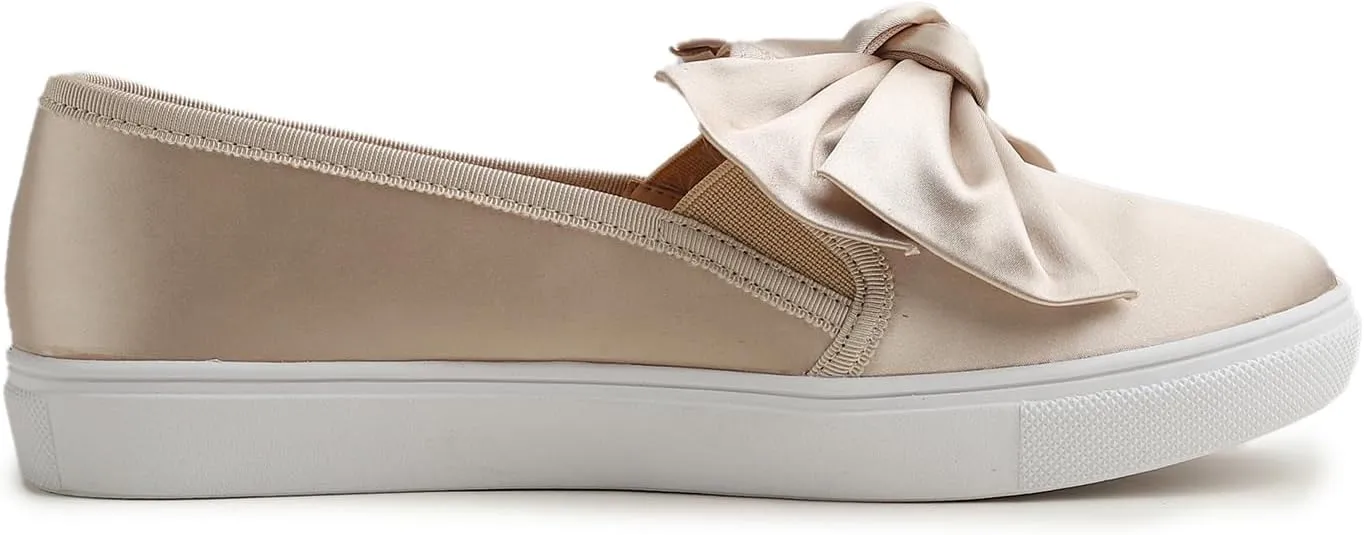 FEVERSOLE Women's Casual Slip On Sneaker Fashion Bow Tie Loafer Flats