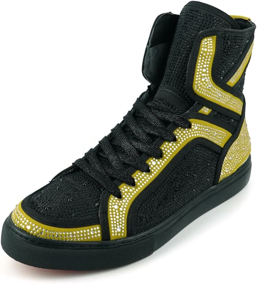 FI-2402 Rhinestones Suedes High Top Sneaker
