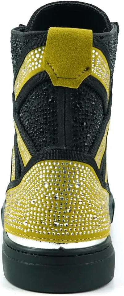 FI-2402 Rhinestones Suedes High Top Sneaker