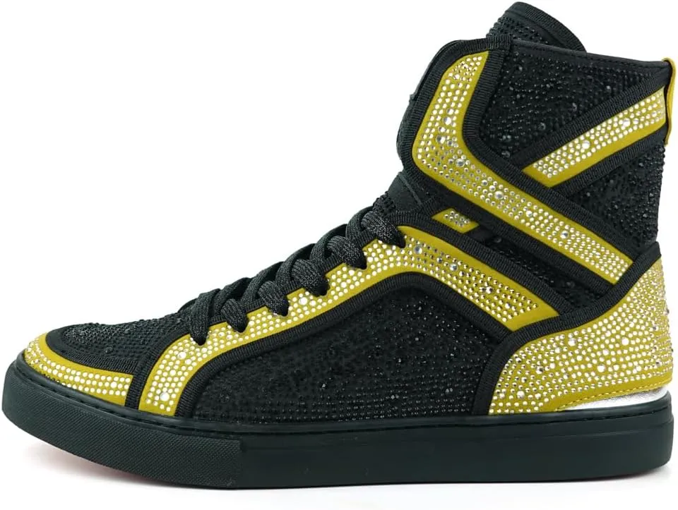 FI-2402 Rhinestones Suedes High Top Sneaker