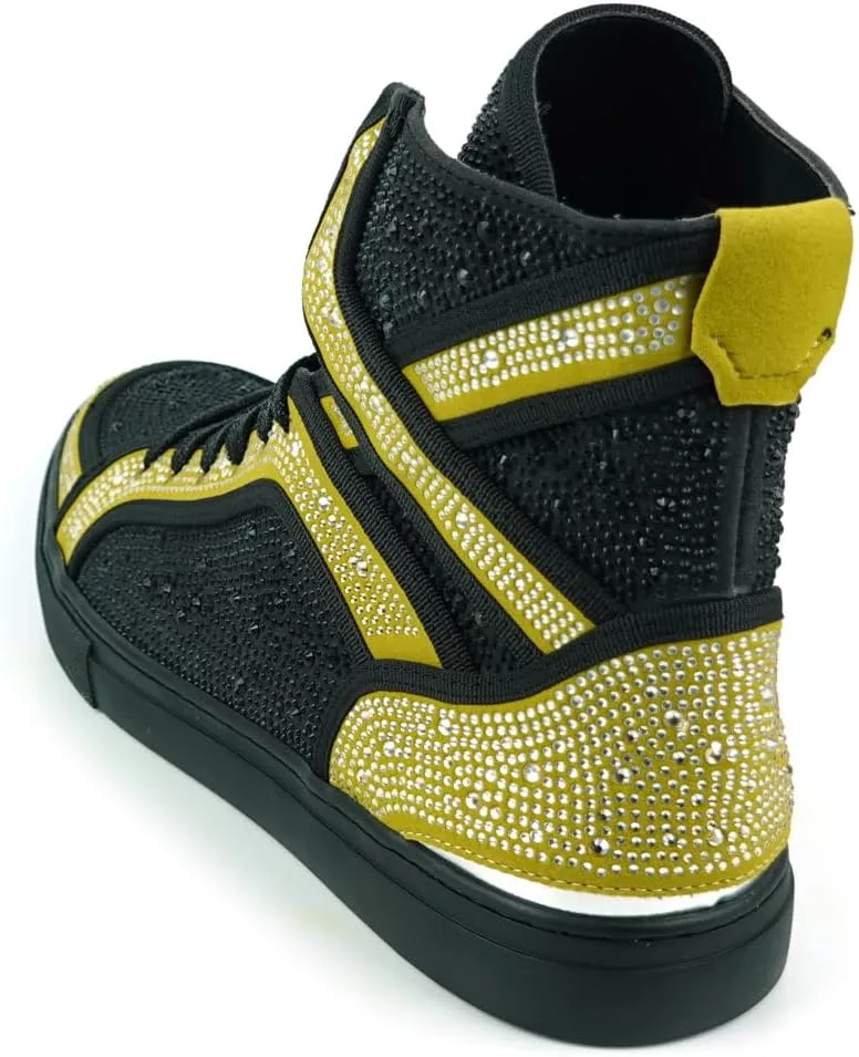 FI-2402 Rhinestones Suedes High Top Sneaker