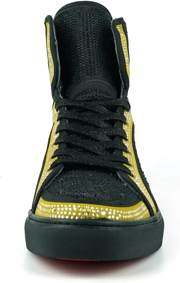 FI-2402 Rhinestones Suedes High Top Sneaker