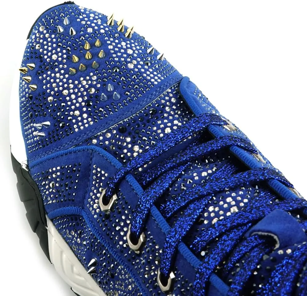 FI-2412 Rhinestone Spikes High Top Sneakers