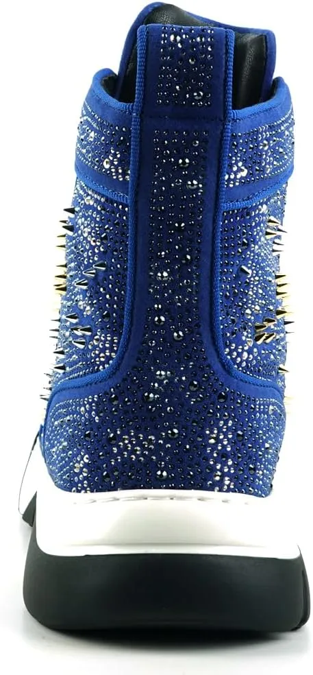 FI-2412 Rhinestone Spikes High Top Sneakers