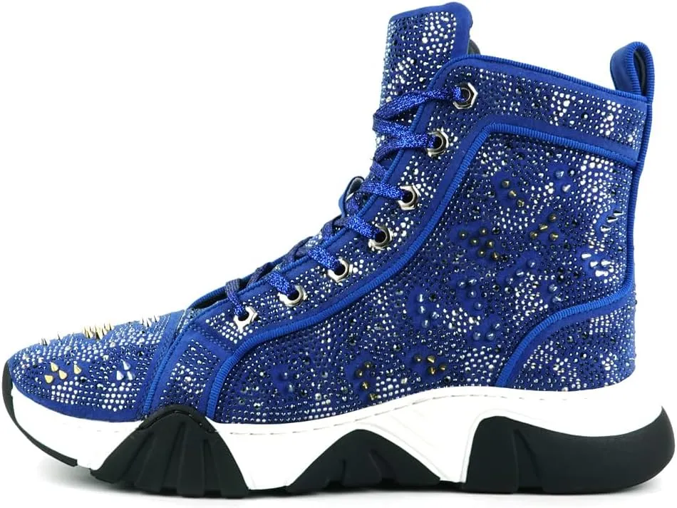 FI-2412 Rhinestone Spikes High Top Sneakers