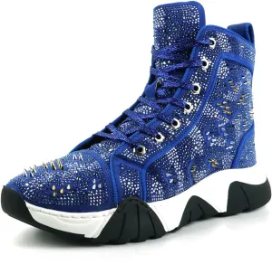 FI-2412 Rhinestone Spikes High Top Sneakers