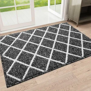 Finchitty Indoor Door Mat, Dirt Resistant and Absorbent, Low-Profile, Non-Slip, Washable Inside Floor Mats for Front Door, Back, and Entrance, 36" x 24", Black