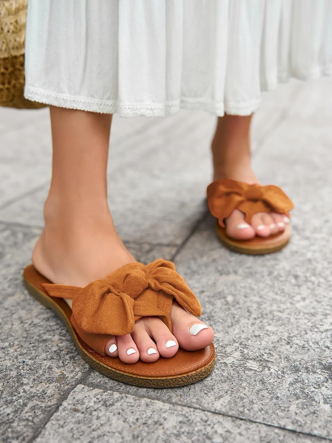 FISACE Womens Slip On Flip Flops Ring Toe Strappy Summer Gladiator Flat Sandals
