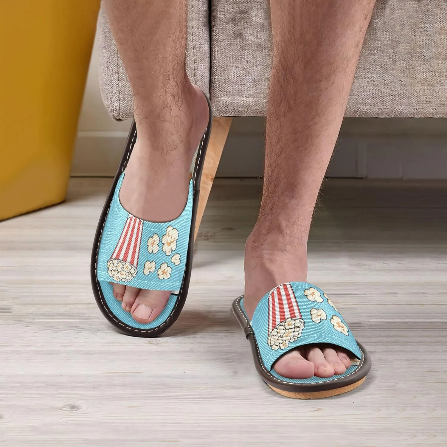 Fisyme Slippers for Women Men Slip-On Open Toe Indoor Outdoor House Shoes Home Slipper