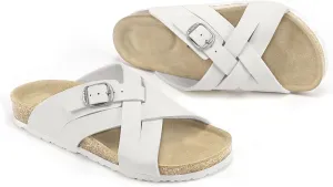 FITORY Women's Cork Footbed Slide,Open Toe Flat Sandals with Arch Support for Summer Size 6-11