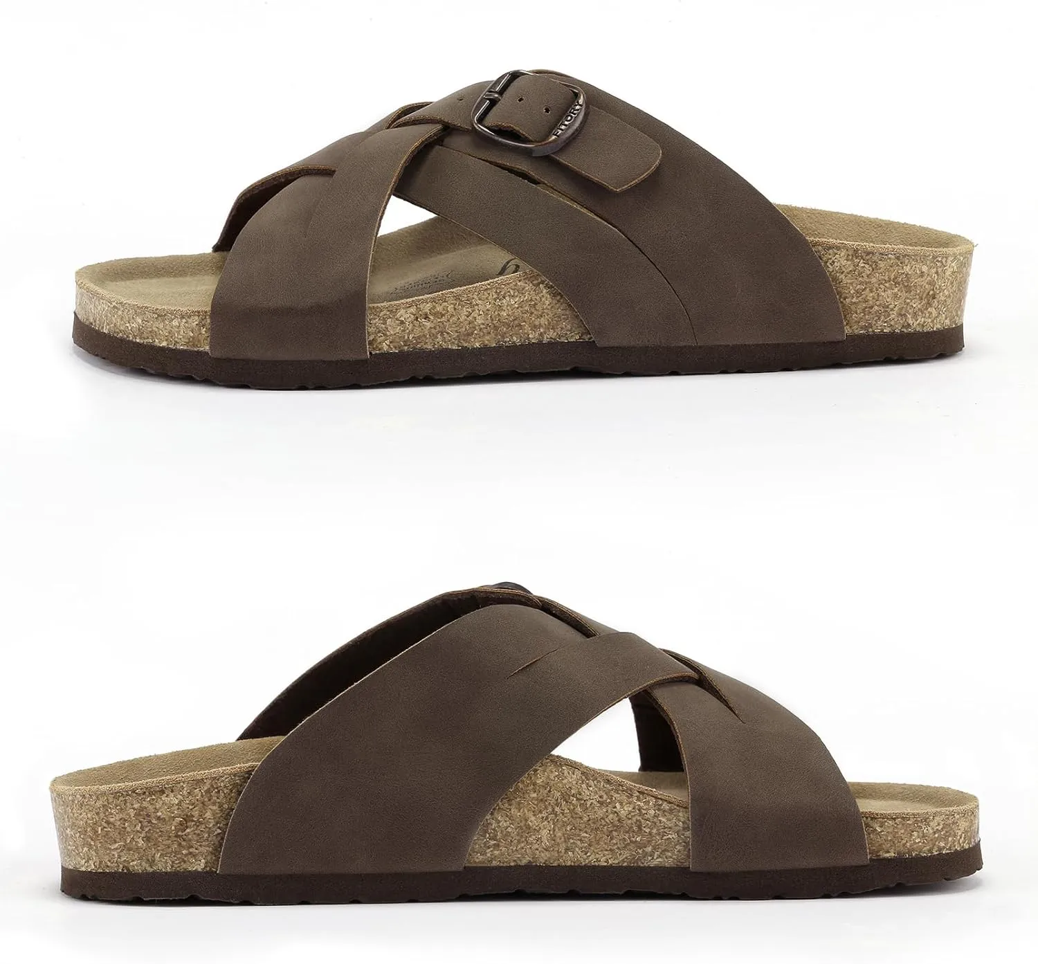 FITORY Women's Cork Footbed Slide,Open Toe Flat Sandals with Arch Support for Summer Size 6-11