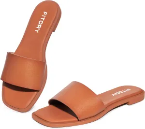 FITORY Women's Slide Sandals Fashion Square Open Toe with Cushioned Footbed Slippers for Beach Size
