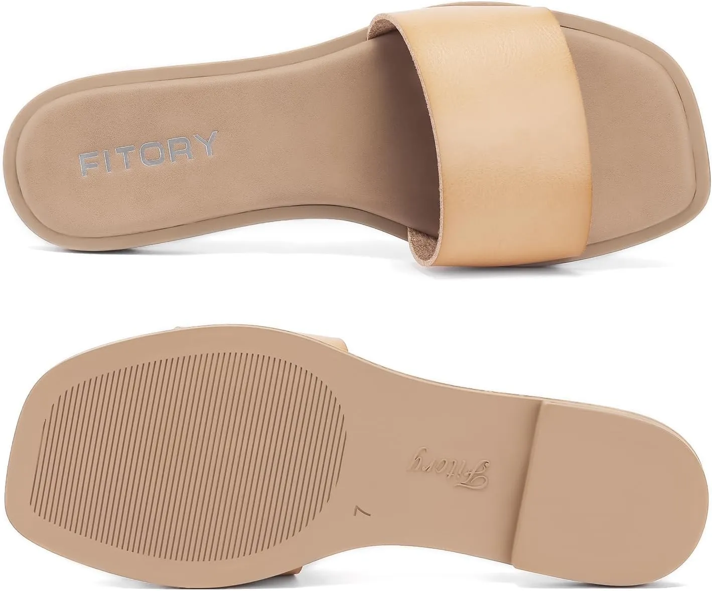 FITORY Women's Slide Sandals Fashion Square Open Toe with Cushioned Footbed Slippers for Beach Size