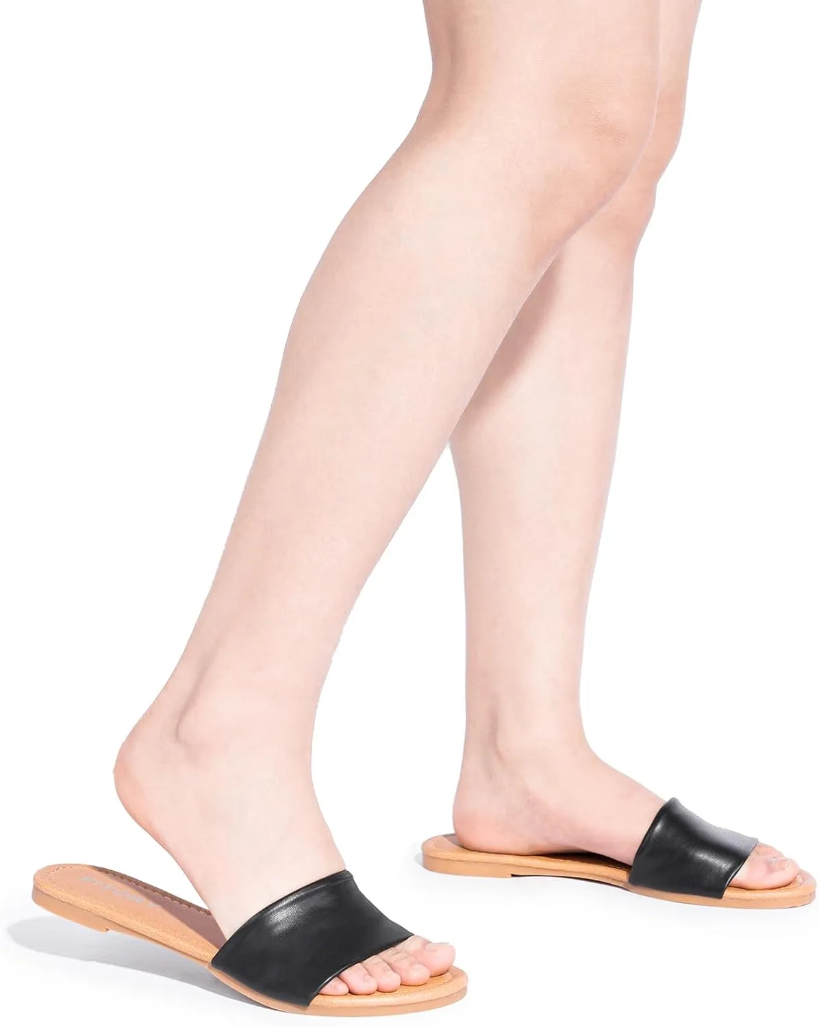 FITORY Women's Slide Sandals Fashion Square Open Toe with Cushioned Footbed Slippers for Beach Size