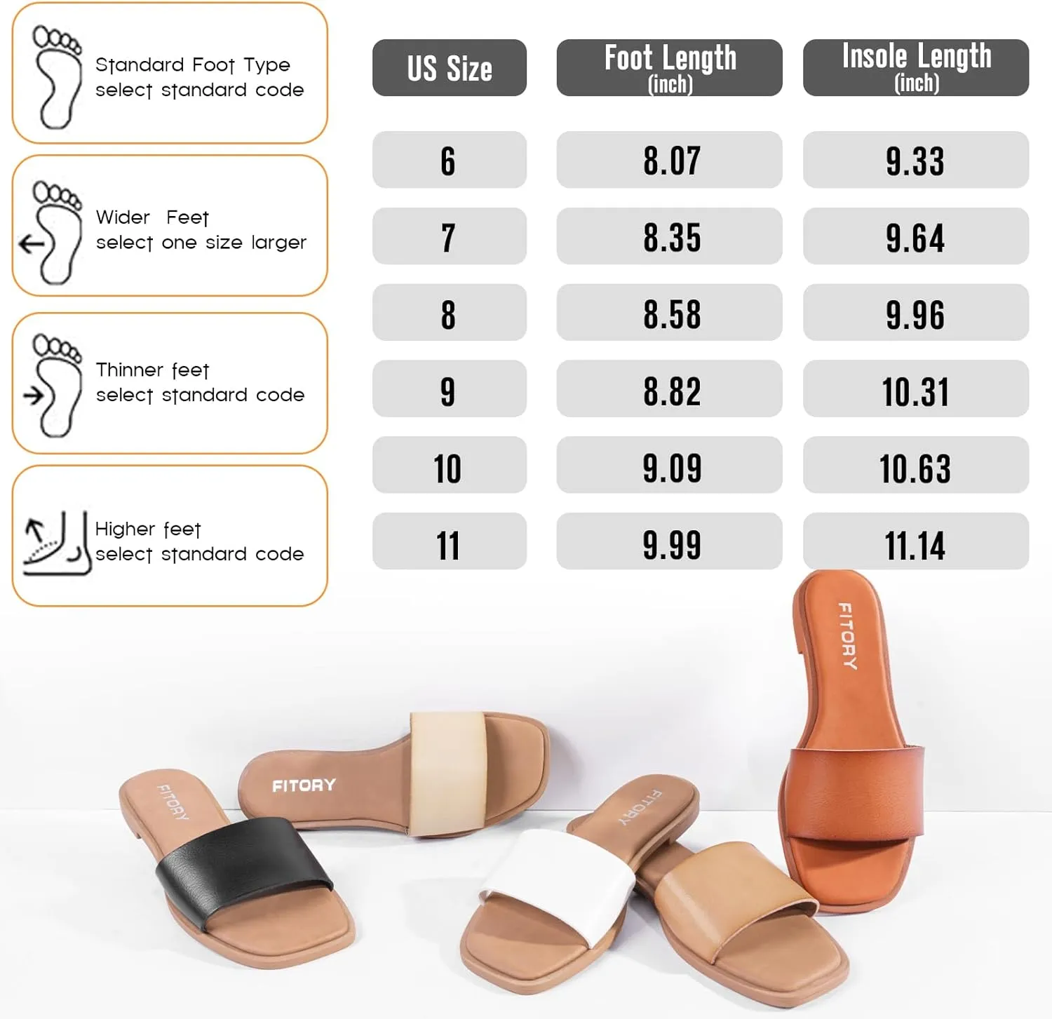 FITORY Women's Slide Sandals Fashion Square Open Toe with Cushioned Footbed Slippers for Beach Size