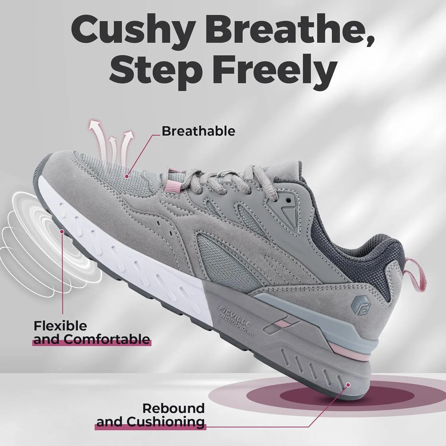 FitVille Extra Wide Walking Shoes Women Wide Width Workout Sneakers with Arch Support for Flat Feet Heel Pain Relief - Rebound Core V9