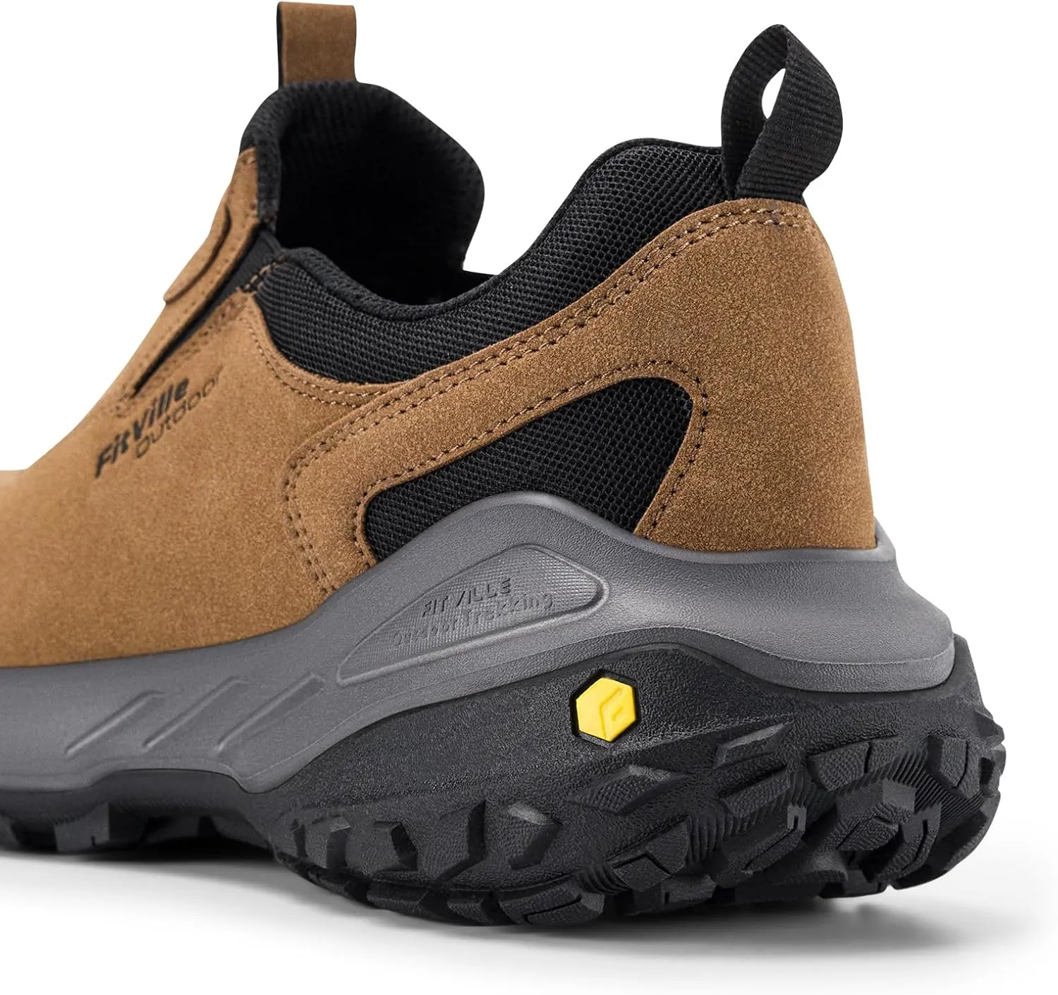 FitVille Wide Slip on Shoes for Men Hiking Walking Shoes Trekking Loafer with Arch Support | Slip Resistant | Wide Toe Box