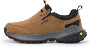 FitVille Wide Slip on Shoes for Men Hiking Walking Shoes Trekking Loafer with Arch Support | Slip Resistant | Wide Toe Box