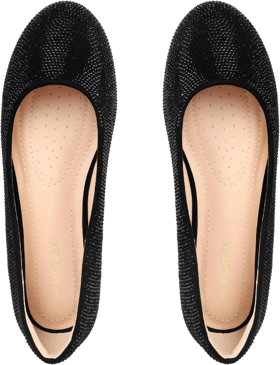 Flats for Women Dressy Ballets Flats Round Toe Slip On Comfort Soft Casual Wedding Driving Dating Black Rhinestone Flats Shoes