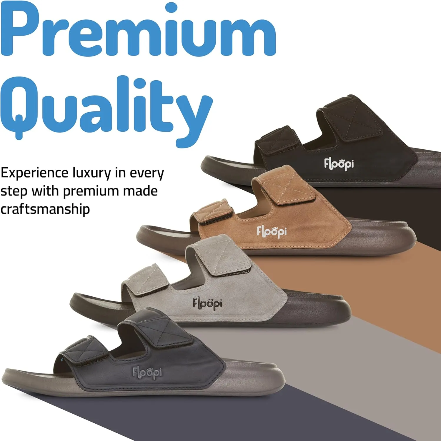 Floopi Flip Flops for Men with Double Straps Men Beach Sandals With Heal and Arch Support Comfort Fit Men Slides with Indoor & Outdoor Anti Skid Soles
