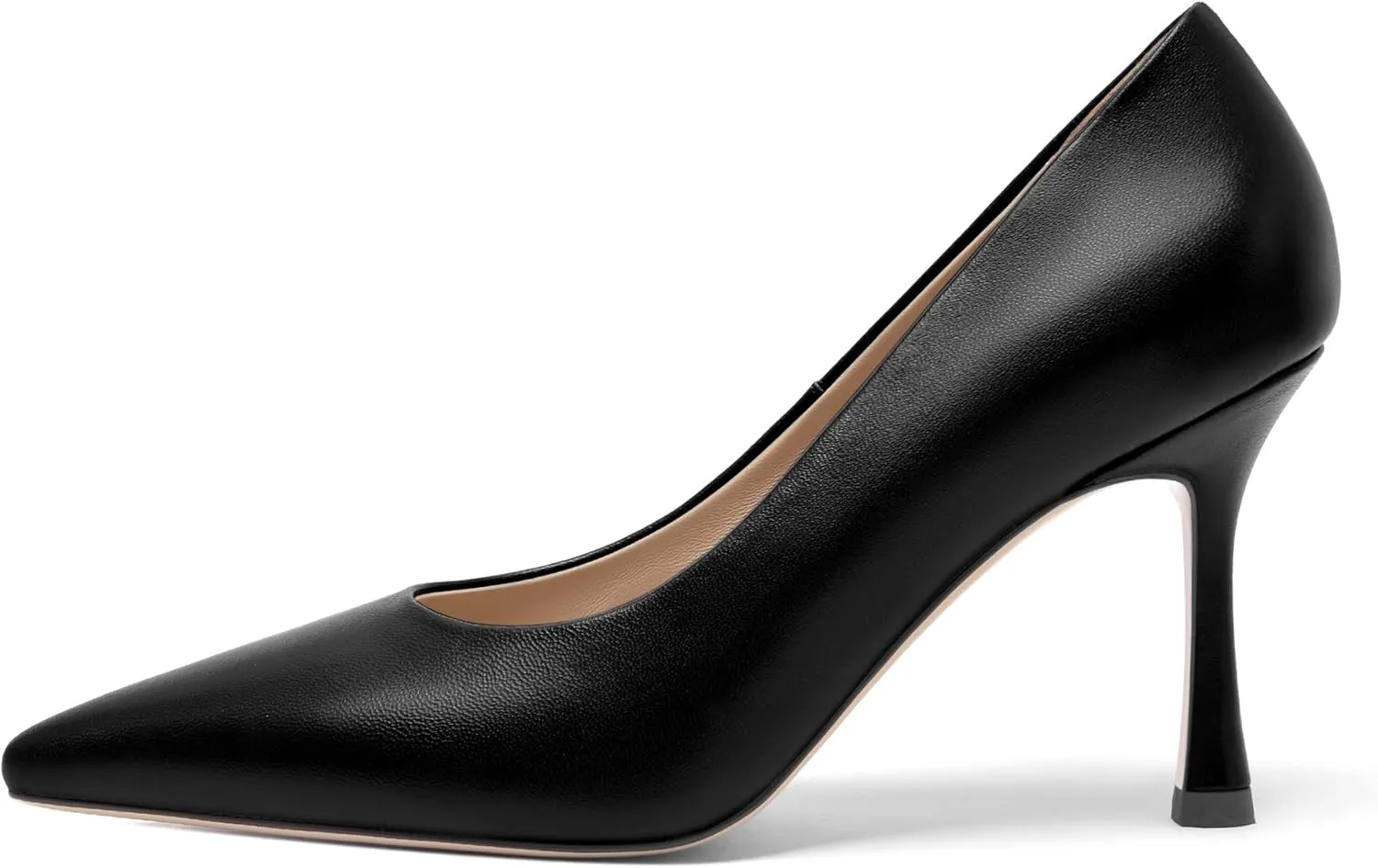 FOGEENA Womens Matte Slip On Pointed Toe Dress Wedding Stiletto Leather High Heel Pumps Shoes 3.14 Inch