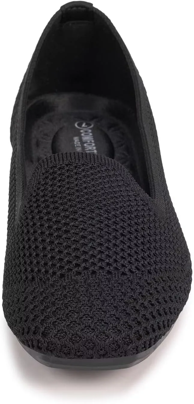 Frank Mully Women's Loafer Flats Square Toe Comfortable Office Work Shoes, Cute Penny Loafer Slip On Walking Driving Shoes