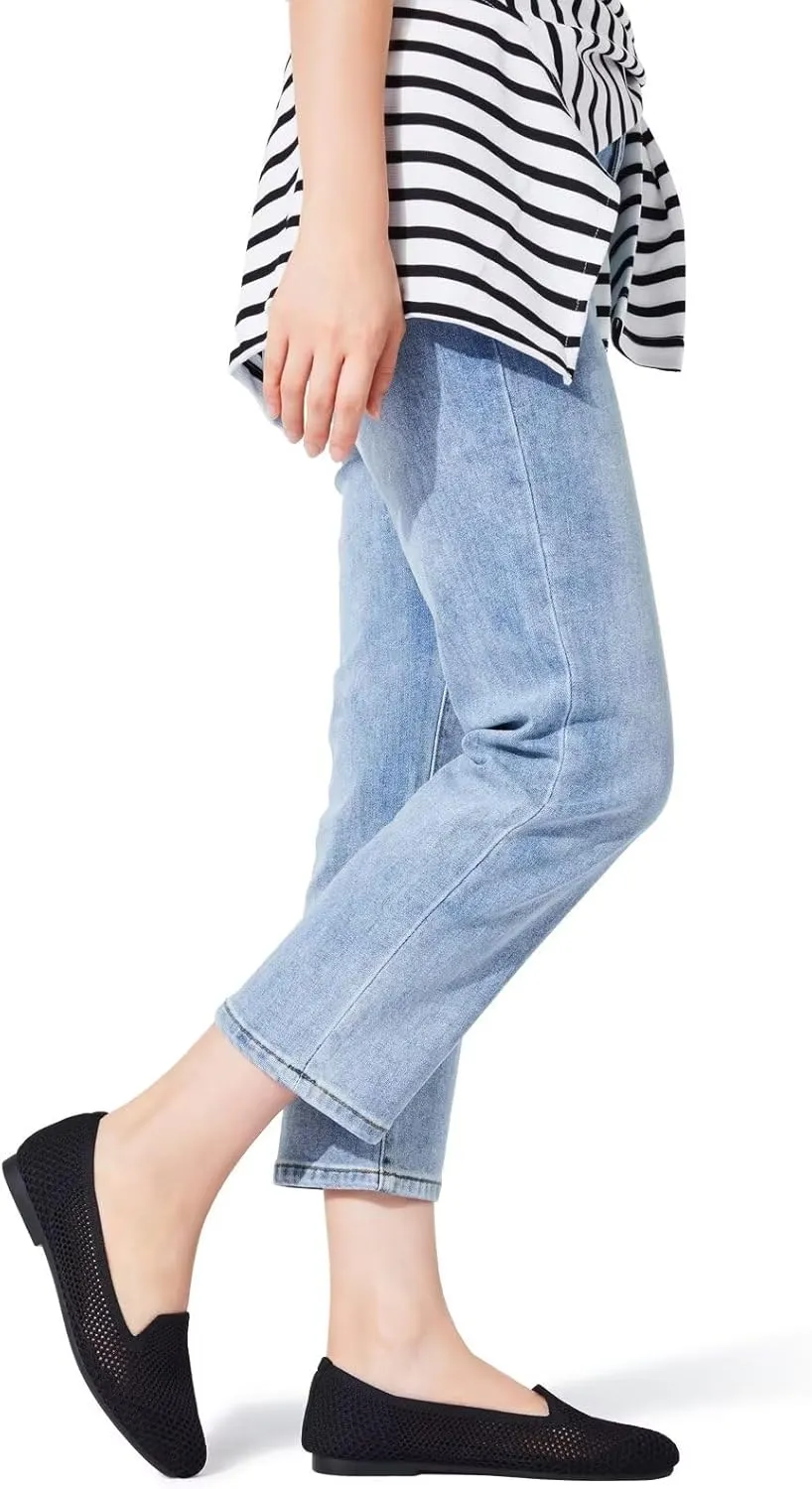 Frank Mully Women's Loafer Flats Square Toe Comfortable Office Work Shoes, Cute Penny Loafer Slip On Walking Driving Shoes