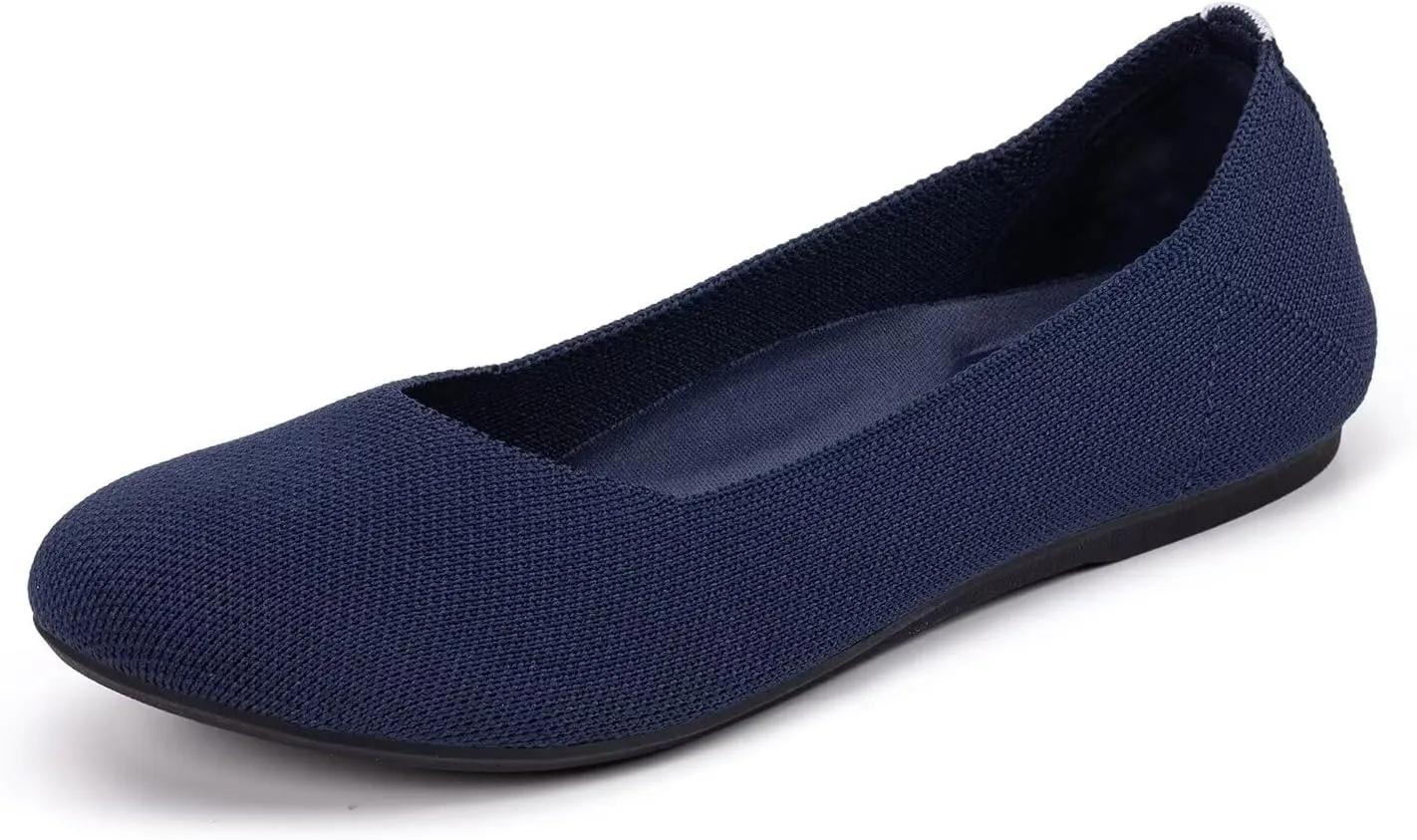 Frank Mully Women's Wide Width Flats Ballet Flats Round Toe Knit Flat Shoes with Arch Support Wide Toe Box
