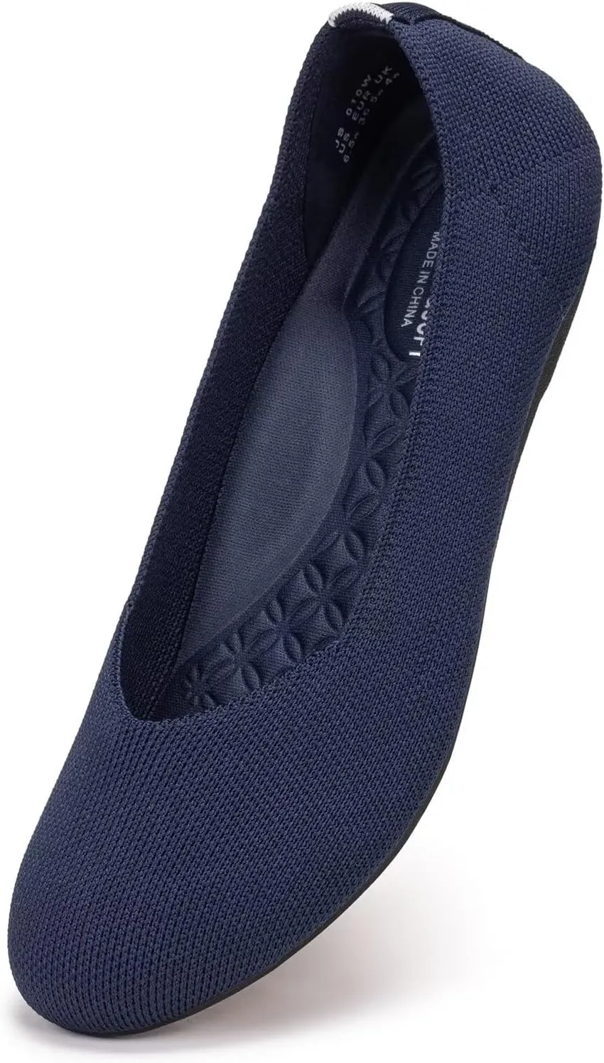 Frank Mully Women's Wide Width Flats Ballet Flats Round Toe Knit Flat Shoes with Arch Support Wide Toe Box