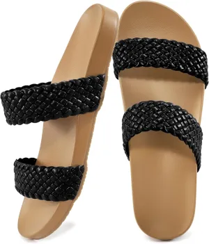FUDYNMALC Slides Sandals for Women Orthopedic: Dressy Summer Beach Flat Shoes Comfortable Walking Footwear with Arch Support