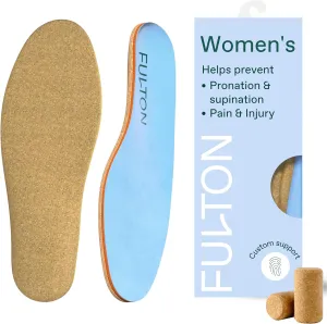 Fulton Athletic Running Insoles for Women - Shock Absorbing Insoles with High Impact Arch Support - Custom Molding Cork Inserts Alleviate Plantar Fasciitis & Foot Fatigue (Women's Wide 9.5-10)