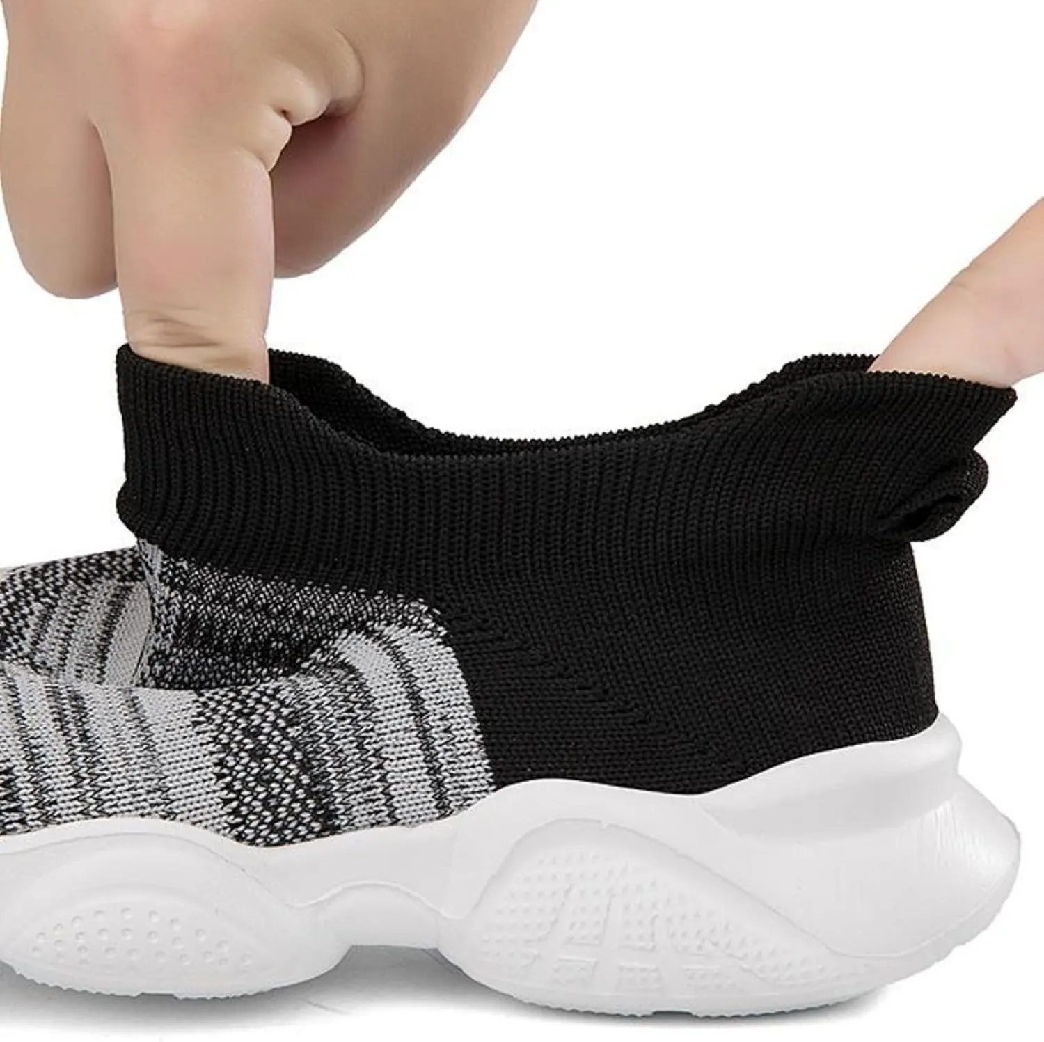 FUNCOS Toddler Shoes Boys Girls Slip-On Sneakers with Arch Support – Breathable Knit Athletic Shoes, Lightweight Flexible Sole for Kids
